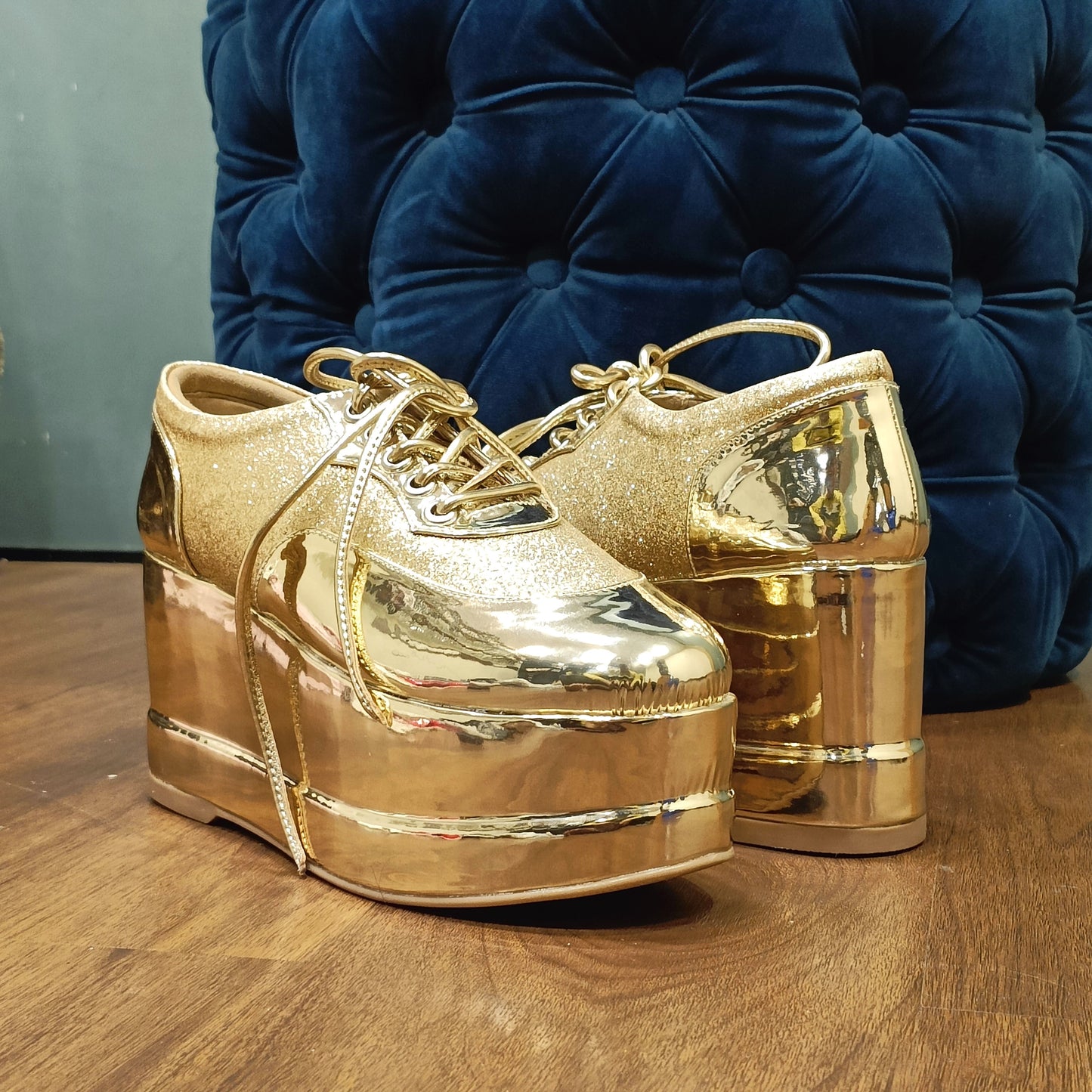 Gold Shimmer Metallic Platform Sneakers