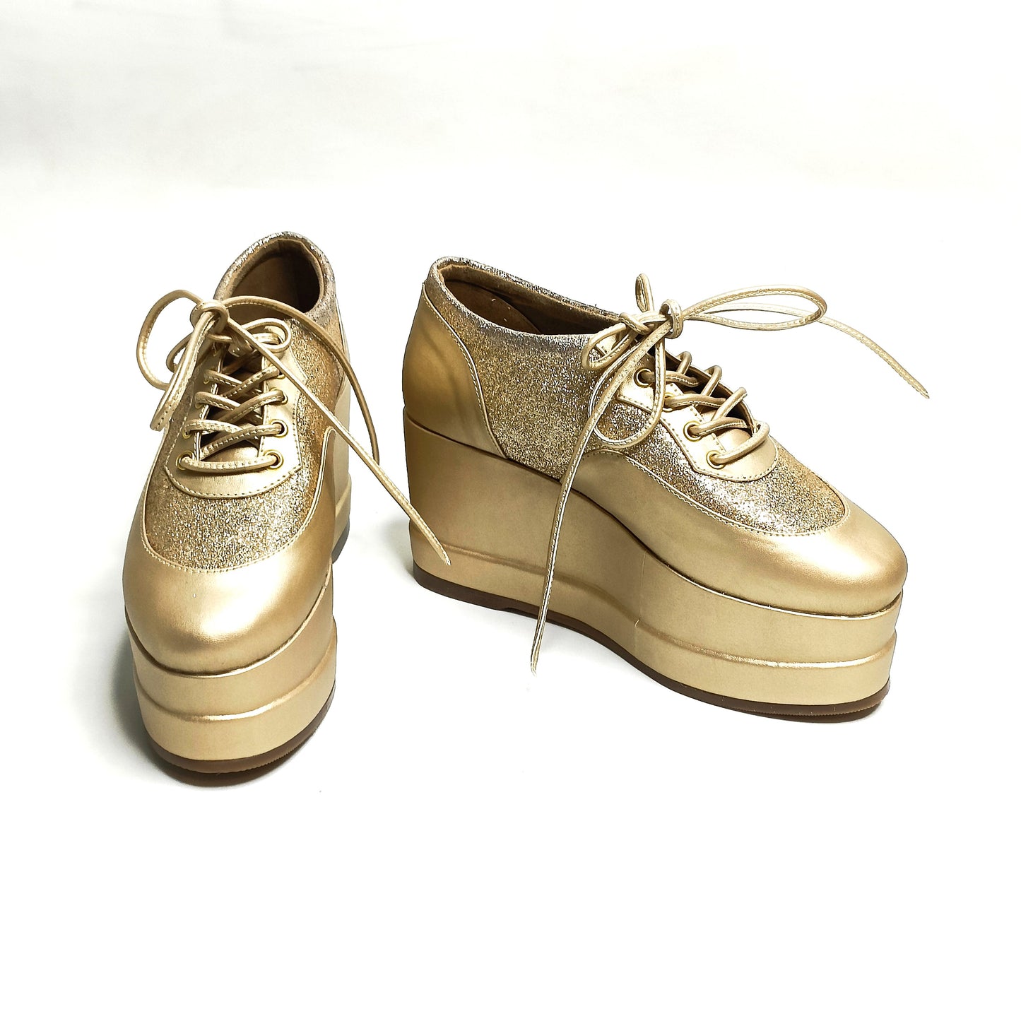 Matte Gold Shimmer Platform Sneakers