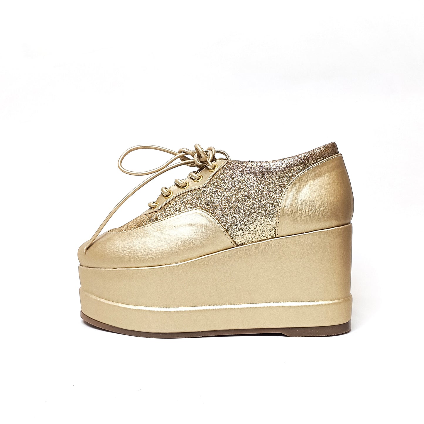 Matte Gold Shimmer Platform Sneakers