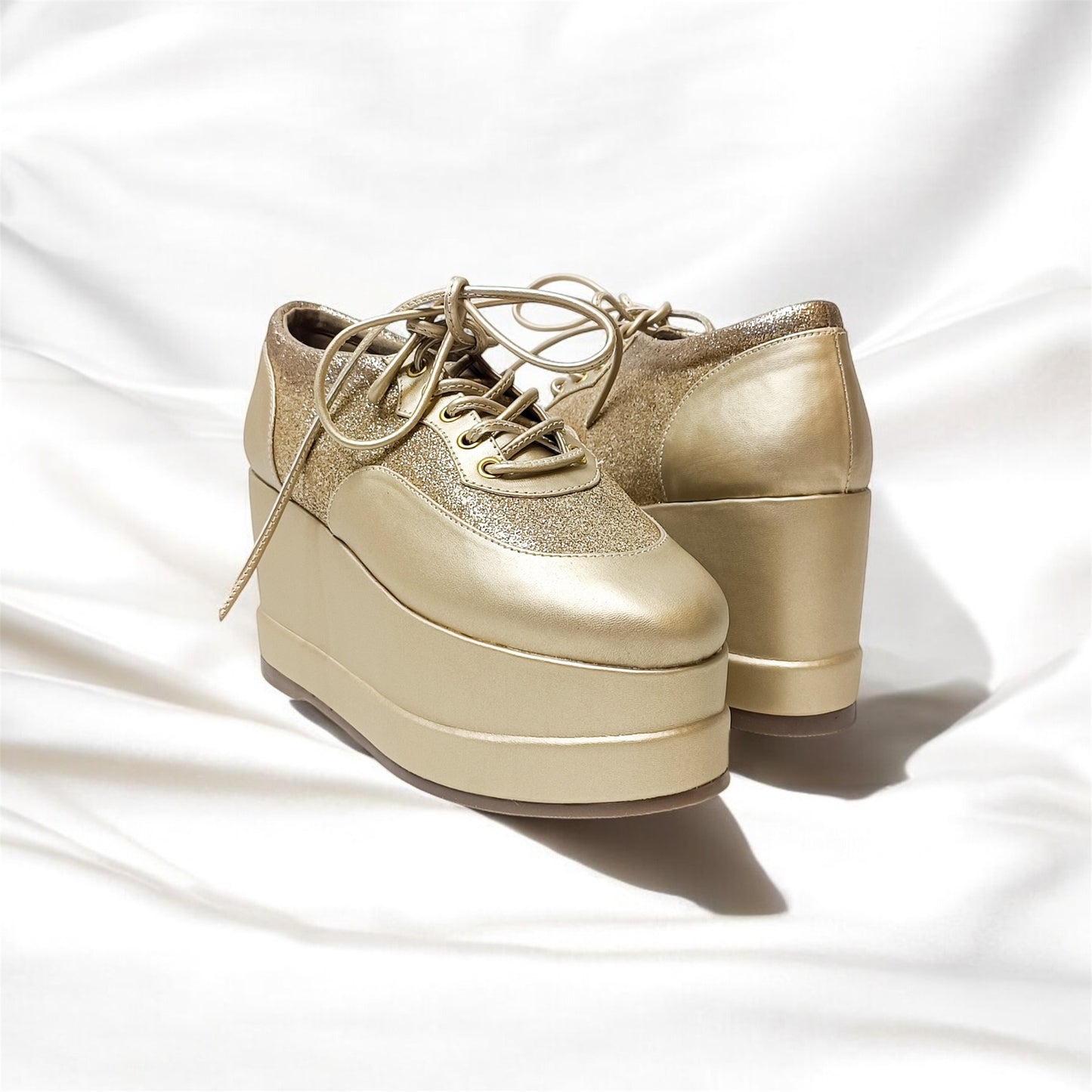 Matte Gold Shimmer Platform Sneakers