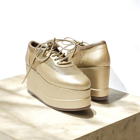 Matte Gold Shimmer Platform Sneakers