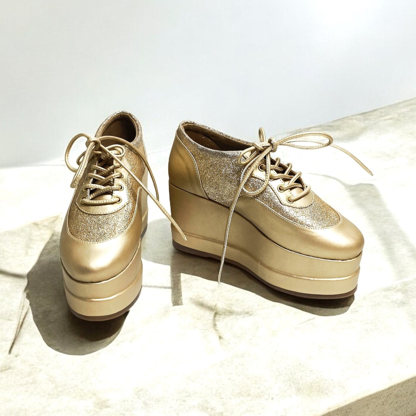 Matte Gold Shimmer Platform Sneakers