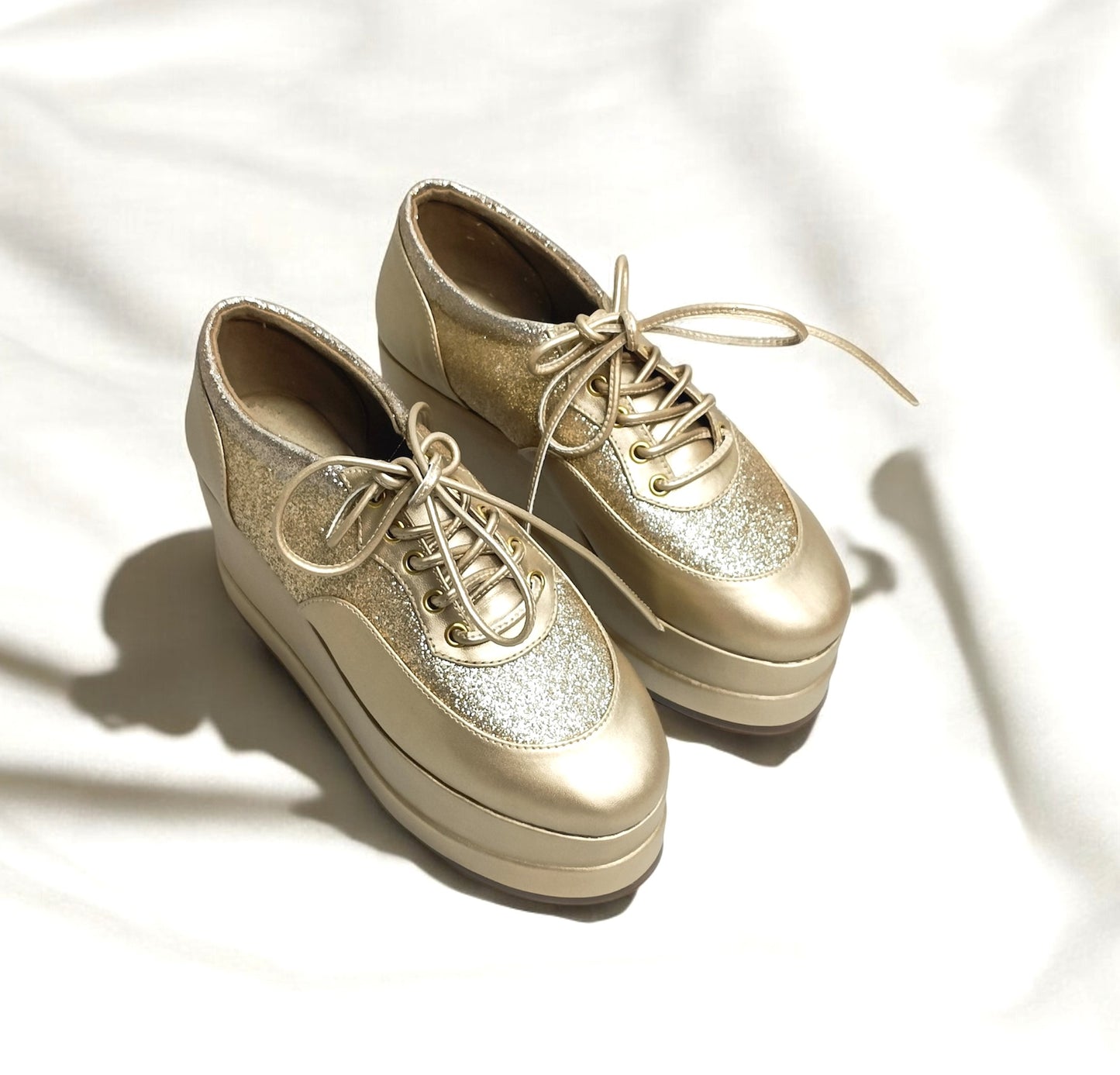 Matte Gold Shimmer Platform Sneakers